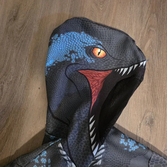 Jurrassic World Kids' Black and Blue Dinosaur Hoodie - Picture 3 of 6